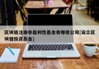 区块链注册非盈利性基金有哪些公司[设立区块链投资基金]